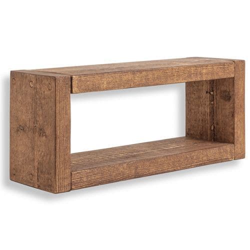 Rustic Solid Wood Box Shelf Funky Chunky Furniture - Rustic Wooden Shelf For Wall