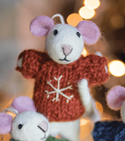 Felt Christmas Mouse  Decoration - Red