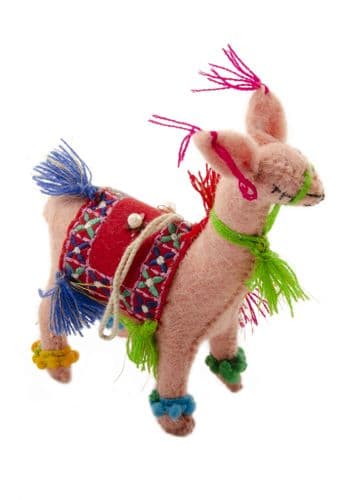 Pink Felt Llama Decoration