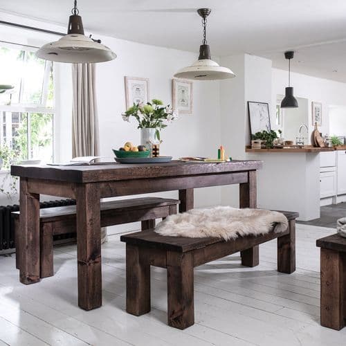 Wansbeck Wooden Dining Table Set, Wooden Bench Kitchen Table
