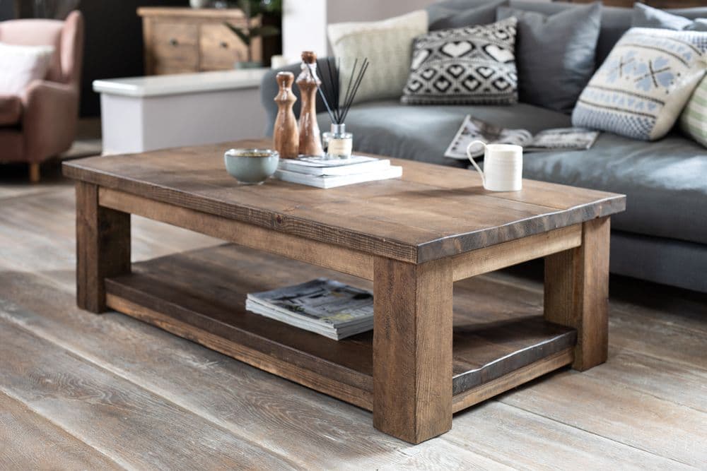 Coffee Tables Coleridge Rustic Solid Wood Coffee Table with Storage