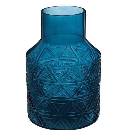 Dark Blue Patterned Glass Vase