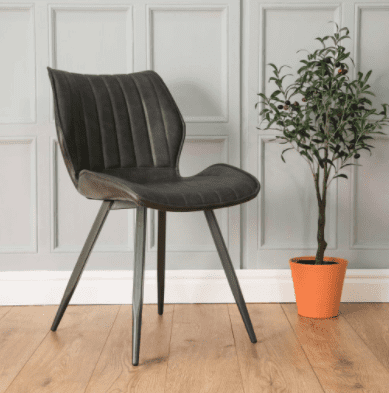 Grey Vegan Leather Dining Chair - Set Of 2