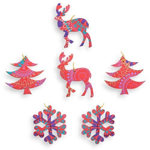 Paper Christmas Tree Decorations - Red