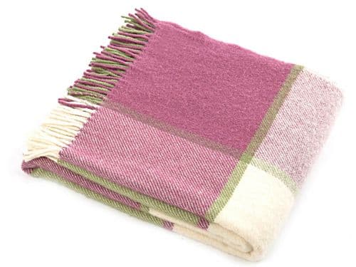 Pink & Green Check Wool Throw