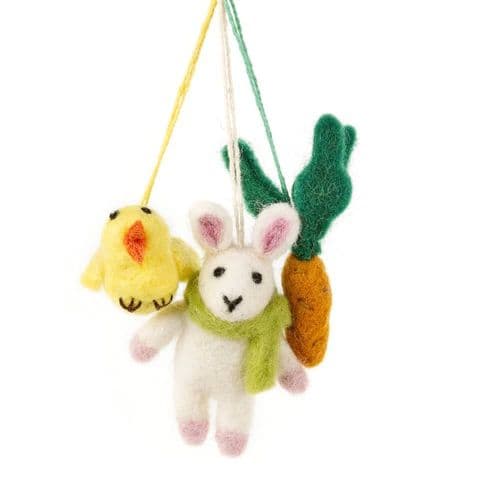 Set Of Felted Wool Easter Decorations