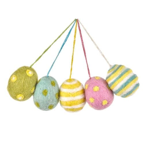 Set Of Felted Wool Easter Eggs