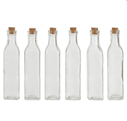 Set of Glass Bottles with Cork Stoppers