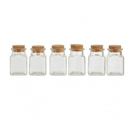 Set of Square Glass Jars with Cork Stoppers