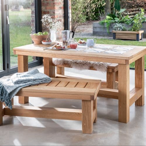 Stannington Solid Oak Table And Benches