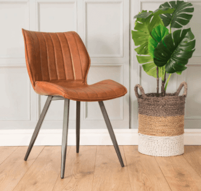 Tan Vegan Leather Dining Chair - Set Of 2