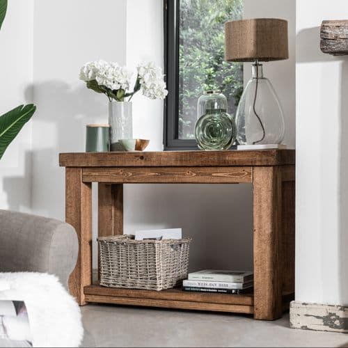 Wansbeck Rustic Wooden Console Table, Rustic Sofa Table With Storage