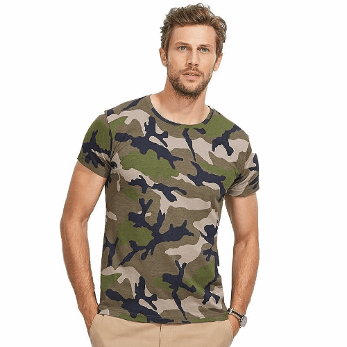 camouflage t shirt front and back