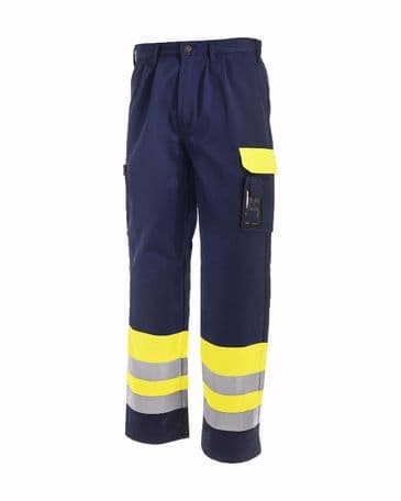 Blaklader 1584 High Visibility Trousers (Yellow/Navy Blue)