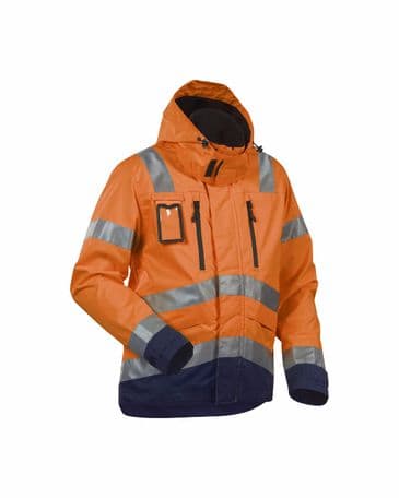 Blaklader 4837 High Vis, Water-Repellent Jacket (Orange/Navy Blue)
