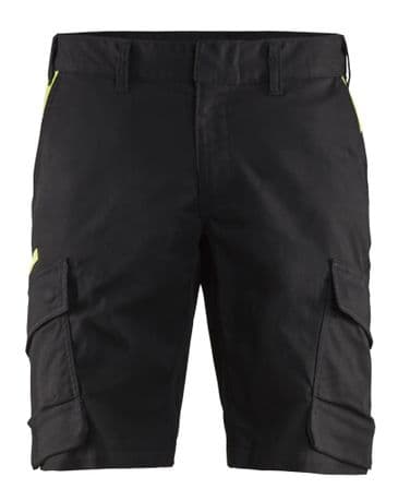Blaklader 1446 Industry Stretch Shorts (Black / Vis Yellow)