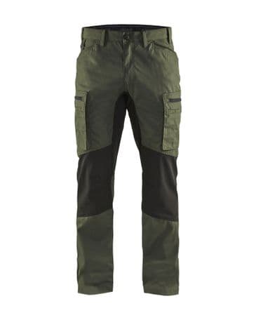 Blaklader 1459 Stretch Service Trousers - 65% Polyester/35% Cotton (Army Green/Black)
