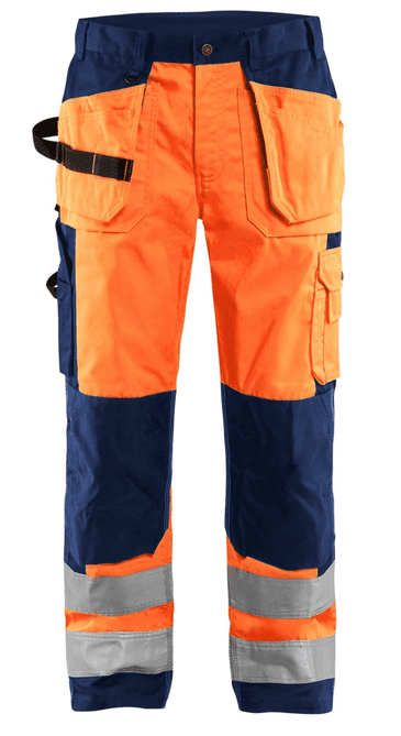 Blaklader 1533 High Visibility Trousers (Orange/Navy Blue)