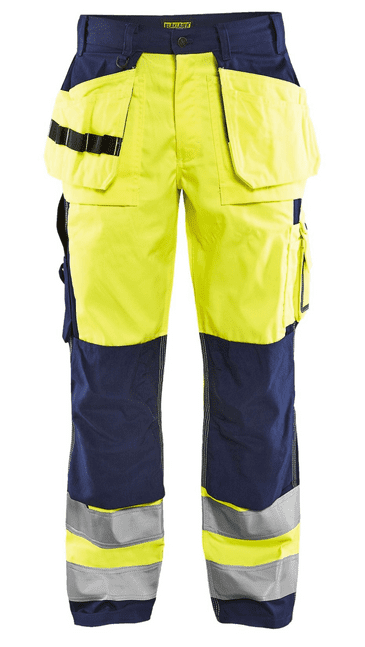 Blaklader 1533 High Visibility Trousers (Yellow/Navy Blue)