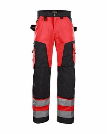 Blaklader 1566 High Vis Trouser Without Nail Pockets (Red/Black)