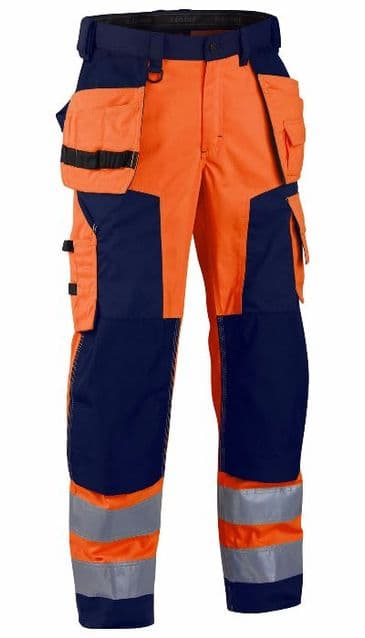 Blaklader 1567 High Vis Softshell Craftsman Trouser (Orange/Navy Blue)