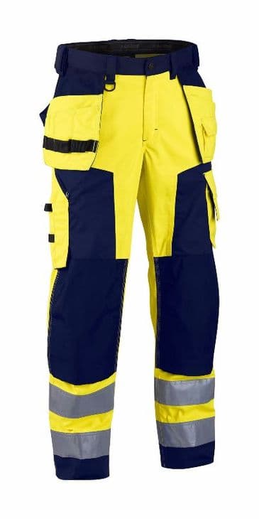 Blaklader 1567 High Vis Softshell Craftsman Trouser (Yellow/Navy Blue)