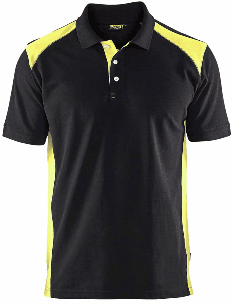 Blaklader 3324 Pique 2 Colour Polo Shirt Black/Vis Yellow