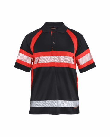 Blaklader 3338 High Vis Polo Shirt Class 1 (Black/Red)