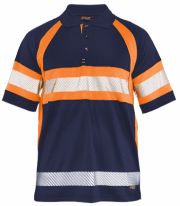 Blaklader 3338 High Vis Polo Shirt Class 1 (Navy Blue/Orange)