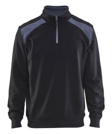 Blaklader 3353 Half Zip Two Tone Sweatshirt (Black/Grey)