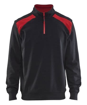 Blaklader 3353 Half Zip Two Tone Sweatshirt (Black/Red)