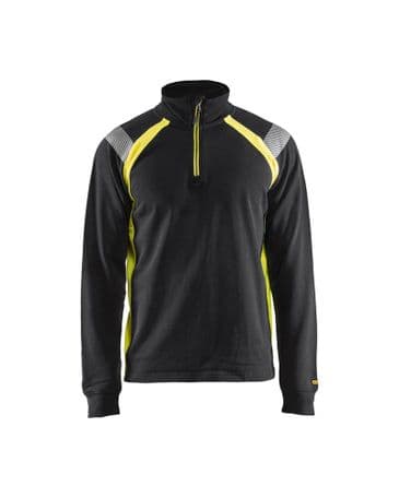Blaklader 3432 Sweatshirt With Half Zip (Black/Yellow)