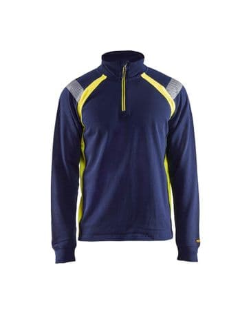 Blaklader 3432 Sweatshirt With Half Zip (Navy Blue/Yellow)