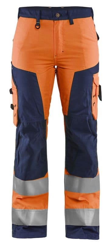 Blaklader 7155 Ladies High Vis Work Trousers without Nail Pockets (Orange/Navy)