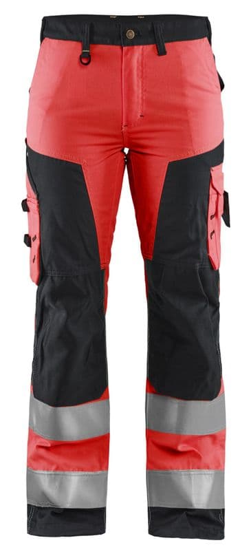 Blaklader 7155 Ladies High Vis Work Trousers without Nail Pockets (Red/Black)