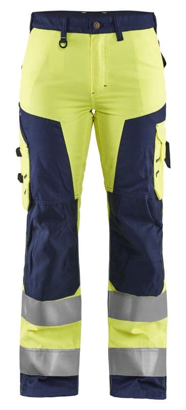 Blaklader 7155 Ladies High Vis Work Trousers without Nail Pockets (Yellow / Navy)
