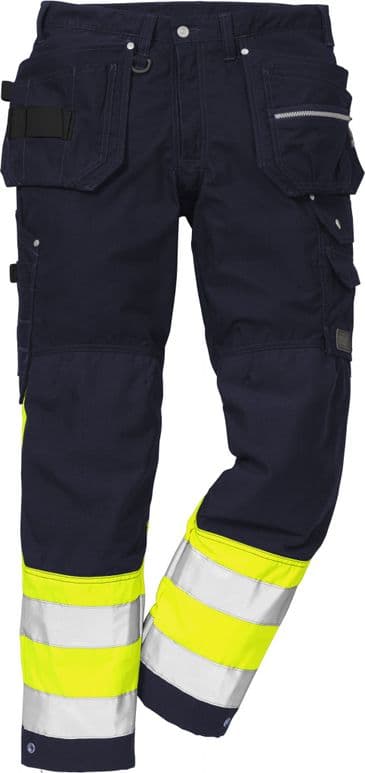 Fristads High Vis Craftsman Trousers CL 1 2093 NYC (Hi-Vis Yellow/Navy)