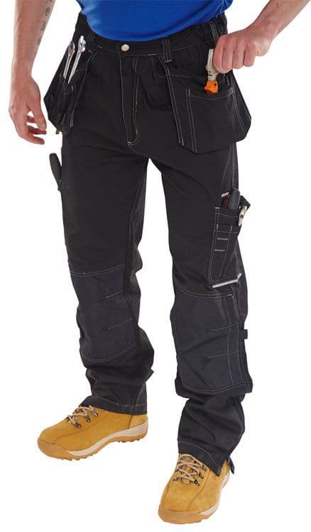 Click Premium Multipocket Work Trousers Knee Pad Holster Pockets Blue or Black 