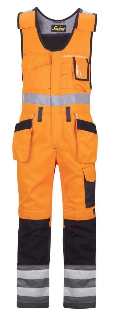 Snickers 0213 High-Vis One-piece Holster Pocket Trousers, Class 2 (High Vis Orange / Muted Black)