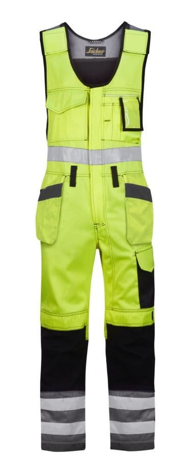 Snickers 0213 High-Vis One-piece Holster Pocket Trousers, Class 2 (High Vis Yellow/Muted Black)