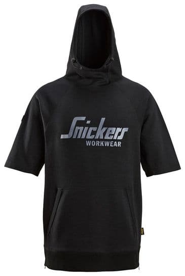 Snickers 2850 Short Sleeve Logo Hoodie (Black)
