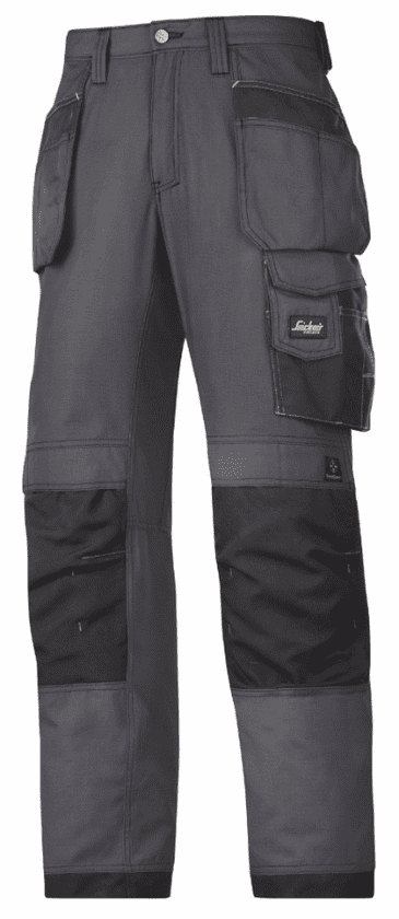 Snickers 3213 Ripstop Craftsmen Holster Pocket Trousers (Steel Grey/Black)