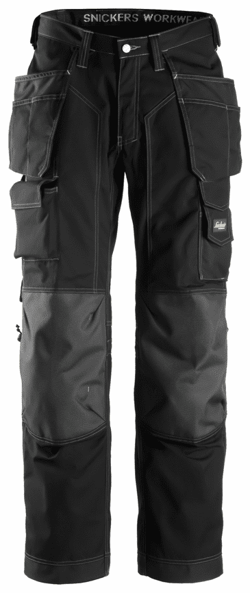 Snickers 3223 Rip-Stop Floorlayer Holster Pocket Trousers (Black / Black)