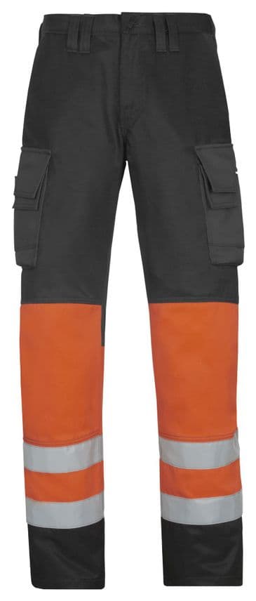 Snickers 3833 High-Vis Trousers, Class 1 (Muted Black / High Vis Orange)