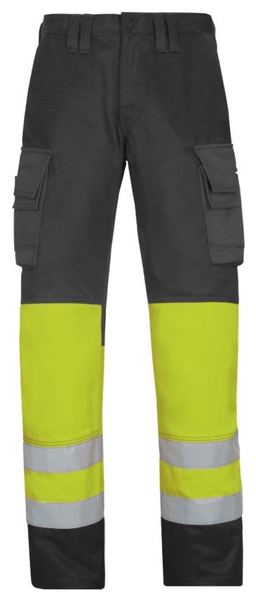 Snickers 3833 High-Vis Trousers, Class 1 (Muted Black / High Vis Yellow)