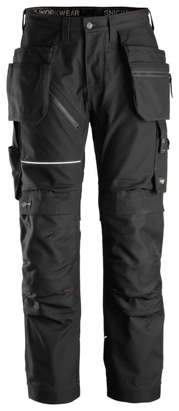 Snickers 6214 RuffWork Canvas+ Heavy Duty Work Trousers+ Holster Pockets (Black/Black)