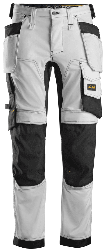 Snickers 6241 AllroundWork Stretch Work Trousers with Holster Pockets (White/Black)