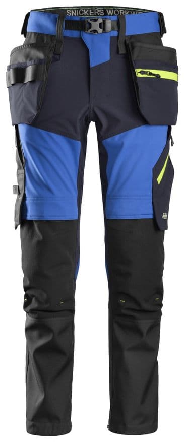Snickers 6940 FlexiWork Softshell Stretch Work Trousers Holster Pockets (True Blue / Navy)