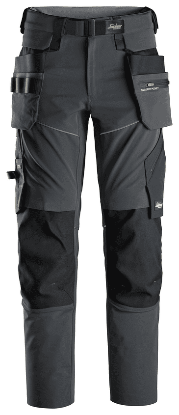Snickers 6944 FlexiWork 2.0 Work Trousers+ with Holster Pockets (Steel Grey/Black)