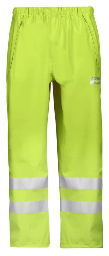 Snickers 8243 High-Vis PU Rain Trousers, Class 2 (High Vis Yellow)